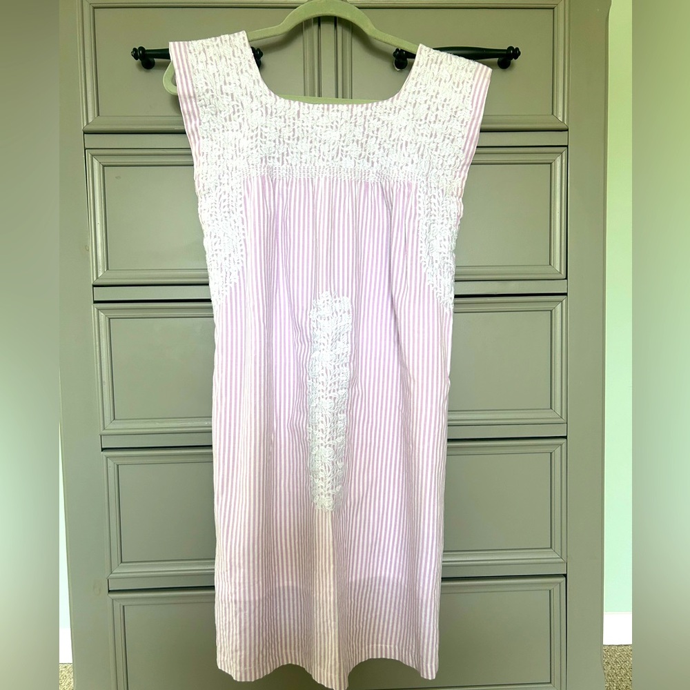 J Marie Pink Striped Seersucker Dress